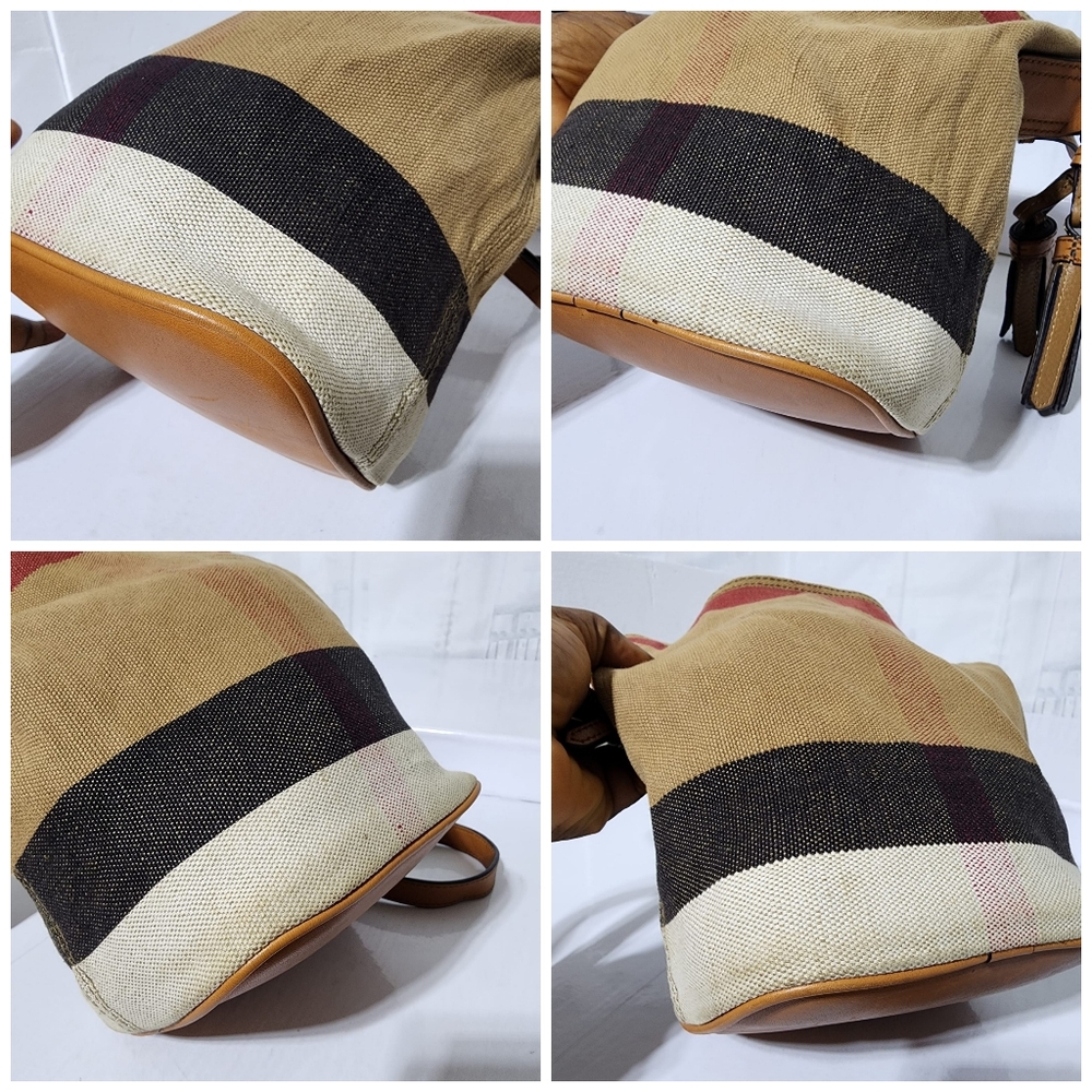 BURBERRY Canvas Mega Check Mini Ashby Hobo Saddle Bag Brown/Beige - Picture 12 of 13